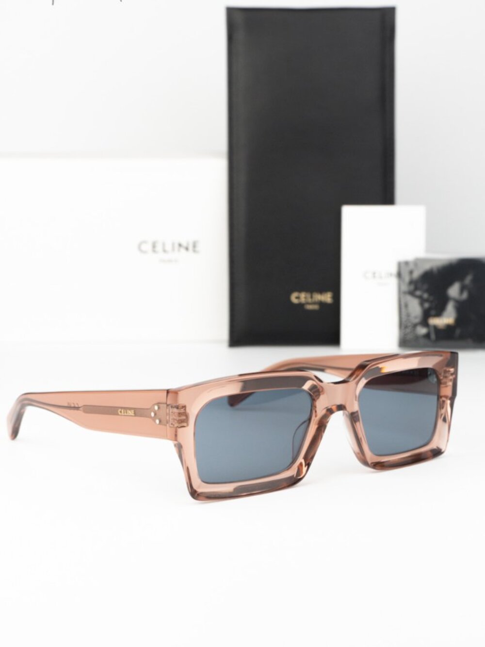 Celine Women Sunglasses Pink Blue Rectangle CL40280U 74V NEW AUTHENTIC